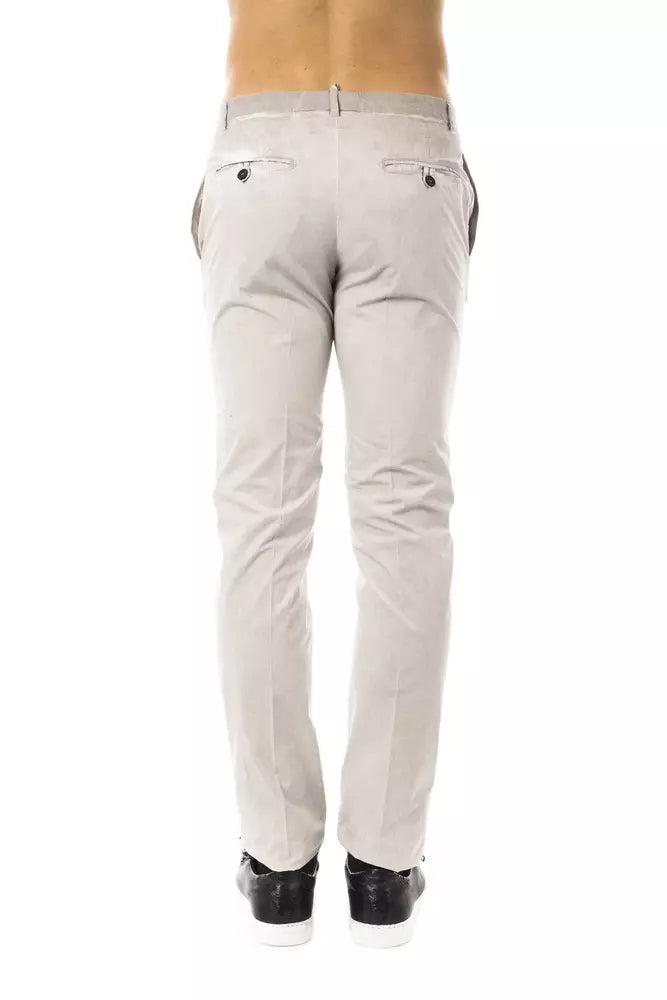 Uominitaliani Grey Cotton Men's Casual Trousers